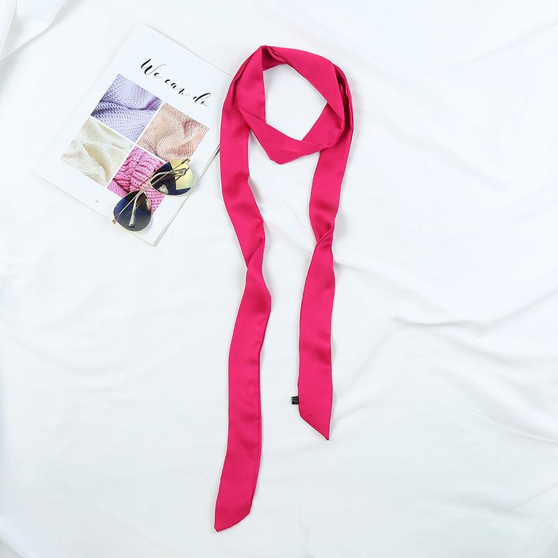 Women's Solid Silk Ribbon Scarf: Thin, Long, Narrow Neck Tie & Shirt Accessory