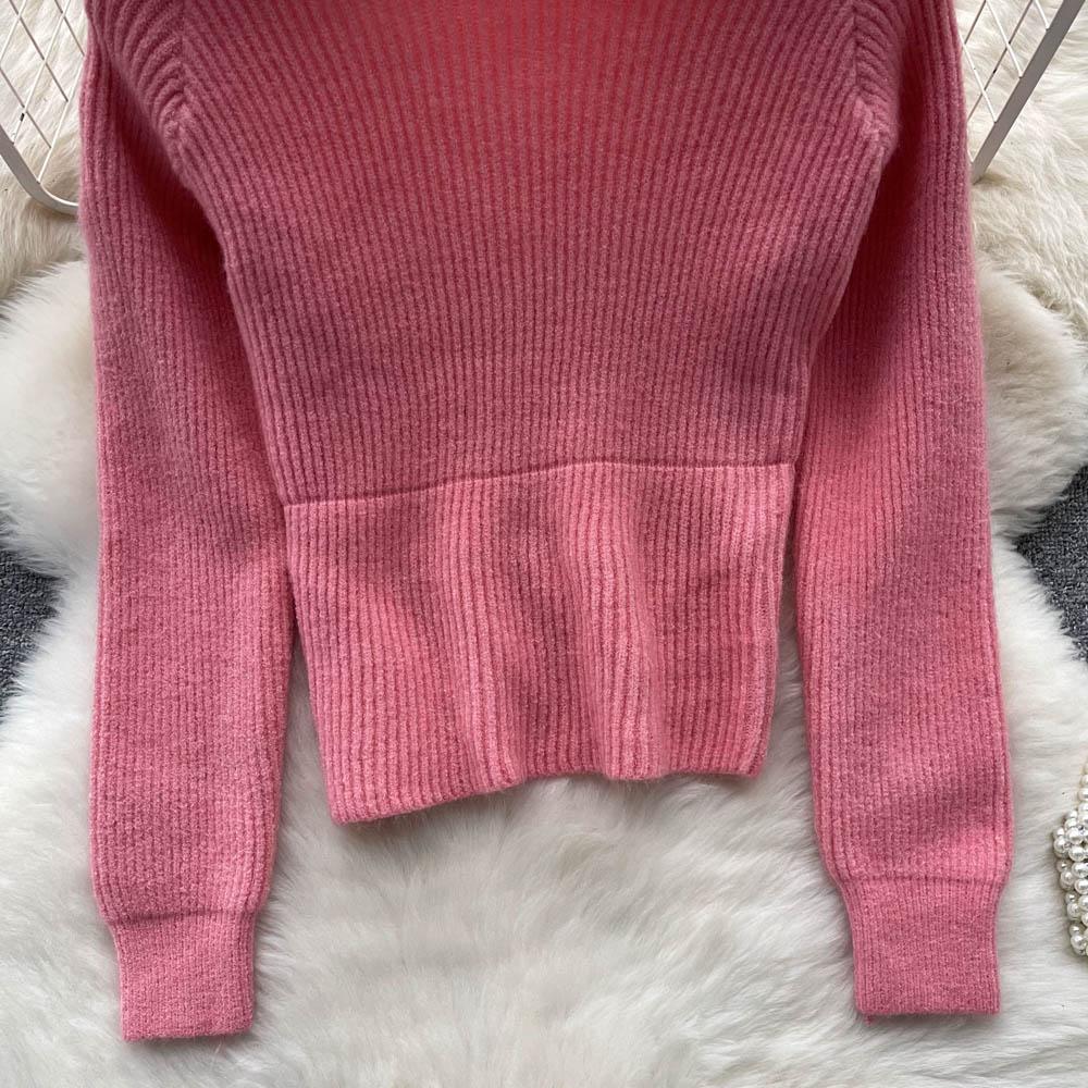 Осенне-зимний корейский свободный тонкий вязаный свитер с v-образным вырезом и нерегулярным ленивым ветром