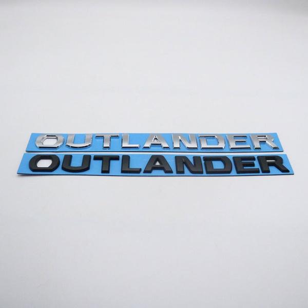 For Outlander Front Bonnet Head Emblem Badge Decal Logo Letter Nameplate Car Sticker Black Chrome Silver