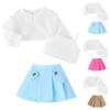 Summer Girls New Mesh Long-sleeved Top Short Vest Sling Pleated Skirt Three-piece Set