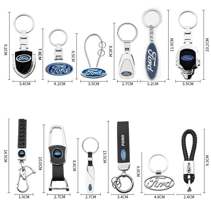 TVEI7 3DMetal/Leather Car Keychain Badge Emblem For Ford Fiesta Focus MK2 Mondeo Kuga Galaxy C-Max S-Max Key Chain Rings Accessories