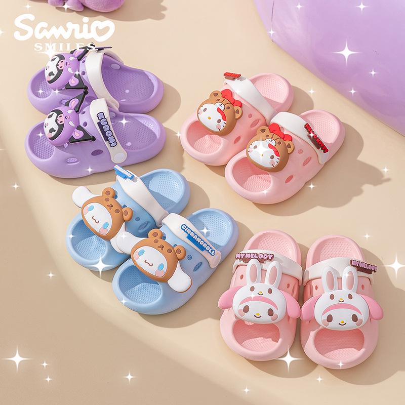 Детские летние шлепанцы Sanrio с мультяшным принтом, нескользящие, легкие, с мягкой подошвой