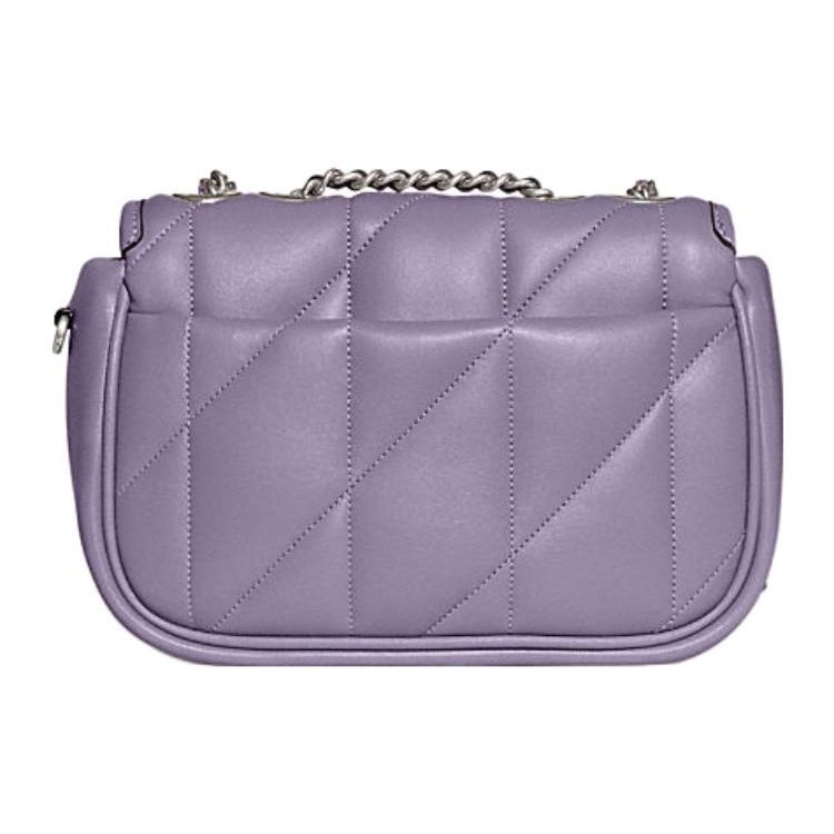 Coach Подушка 20 Однотонный Серебряный Замок Стеганая Клапан Кожаная Сумка Через Плечо На Плечо Женские сумки Фиолетовый CA086-LHVHM
