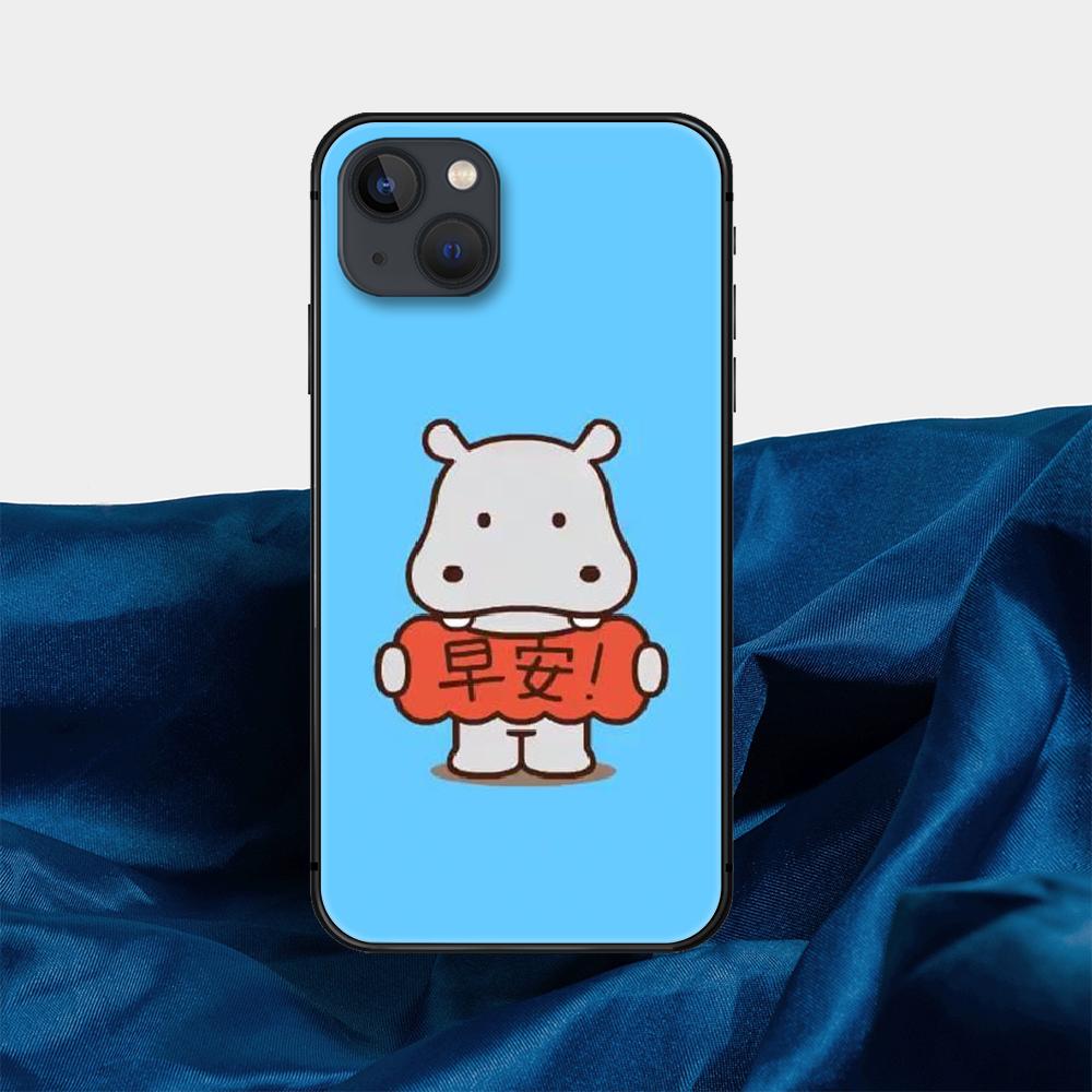 Cartoon Hippo Phone Case For iPhone Samsung Galaxy Redmi Xiaomi Oppo OnePlus Note S A 7 8 9 10 11 12 13 14 20 21 22 23 53 54 Pro Max Plus Ultra