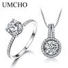 Solid 925 Sterling Silver Jewelry Zircon Ring Pendants Necklaces For Women Wedding Jewelry Set