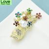 Rhinestone Multicolor Flower Brooches For Women Unisex Vase Flower Party Casual Brooch Pin Fashion Jewelry Gifts