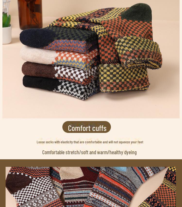 Мужские толстые носки Tribal Totem Retro - 5-10 пар, средней длины, теплые для осени/зимы.