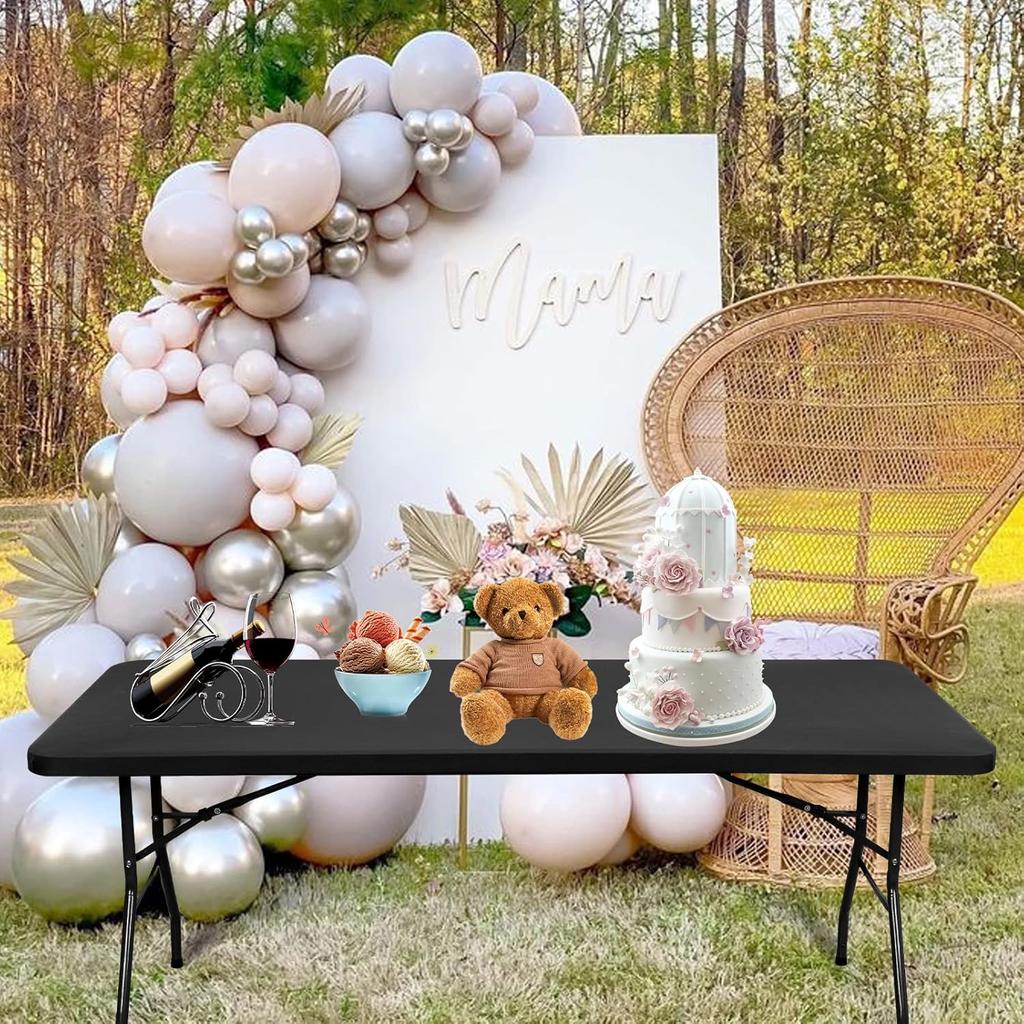 Stretch Fabric Rectangle Cloth Table Top Cap Fitted Covers for Feet Washable Polyester Elastic Home Banquet Picnic Wedding Exhibition Show 30 X 72''