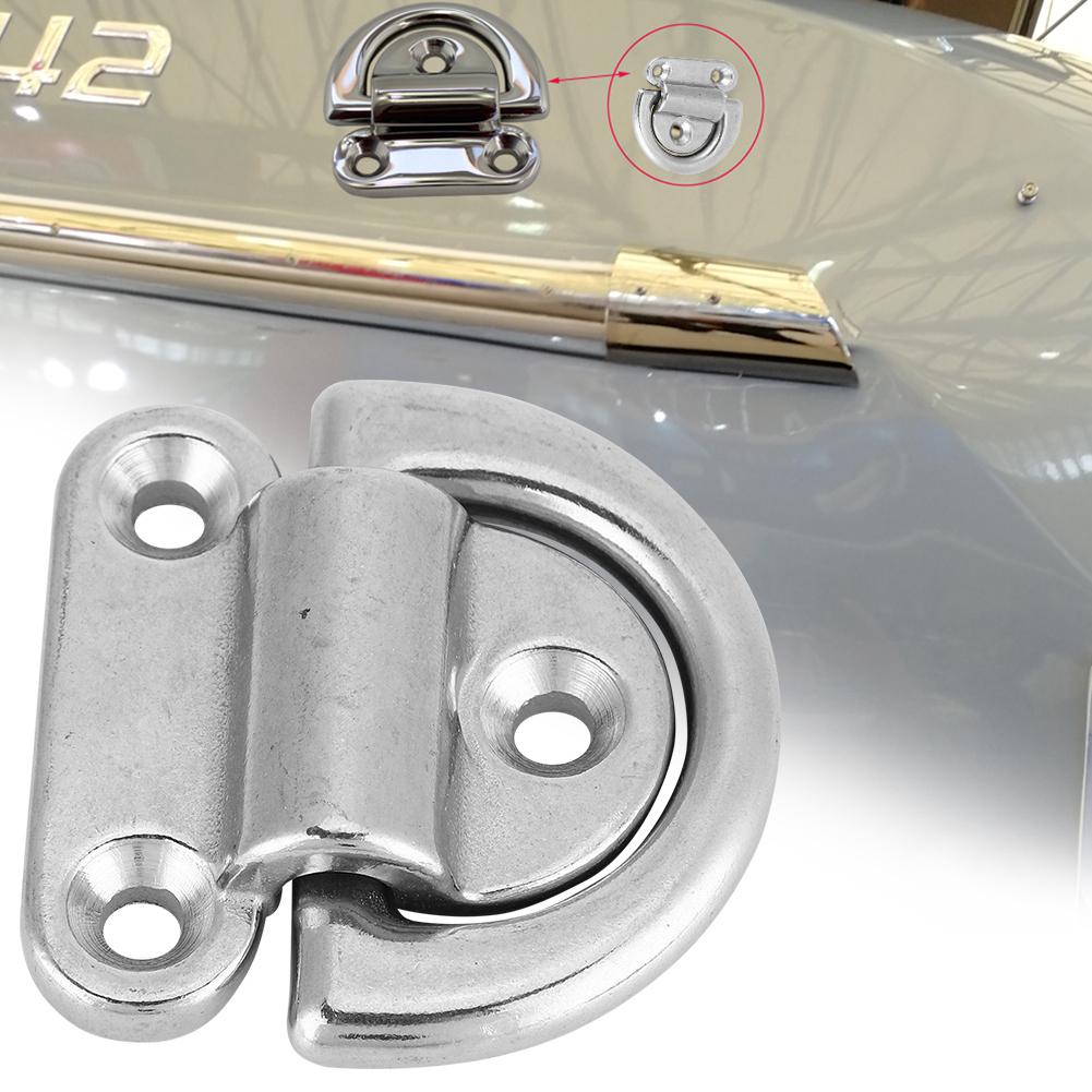 316 Stainless Steel Boat Folding Pad Eye Lashing D Ring Tie Down Cleat (4 Pcs 8mm)