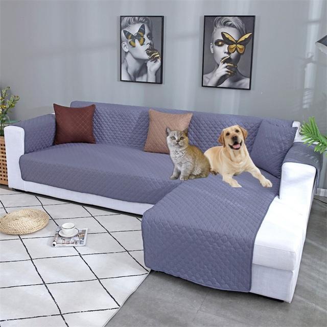 Waterproof L Shape Pet Sofa Covers For Living Room Corner Couch Cover Non Slip Pet Kids Dog Quilted One -Piece Sofa Mat Slipcover