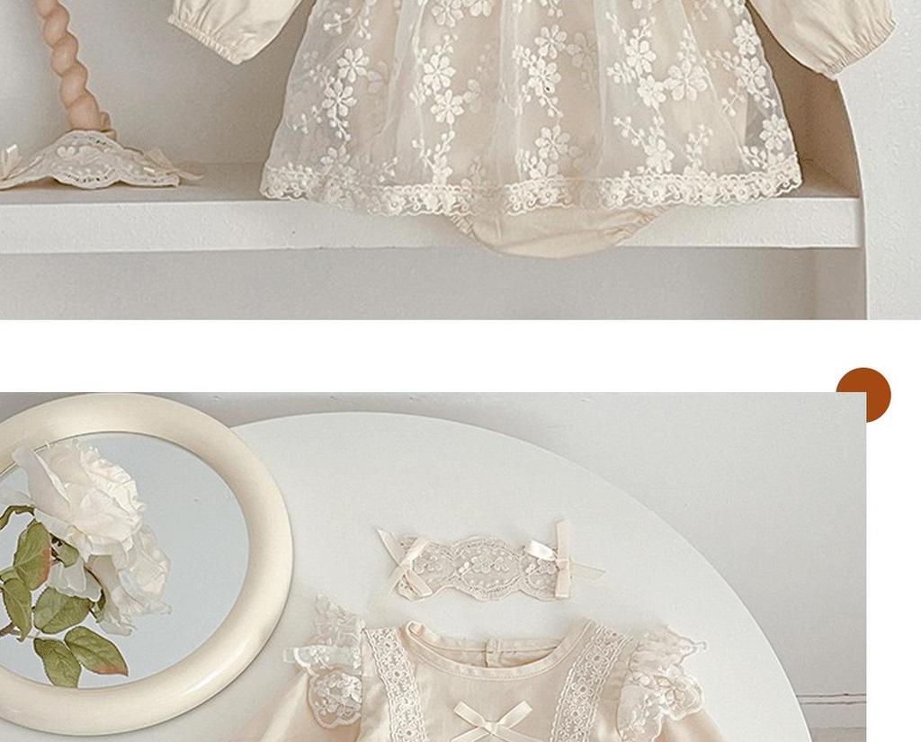 Весенний корейский кружевной комбинезон с длинными рукавами для девочки