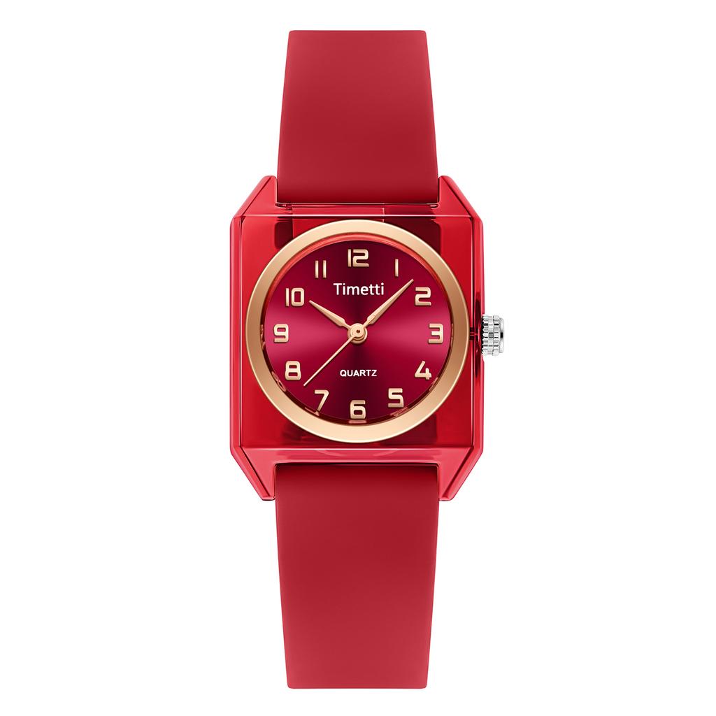 Ins Style Small Square Watch for Women, Gentle and Casual Silicone Strap, Versatile Quartz Watch for Commuting