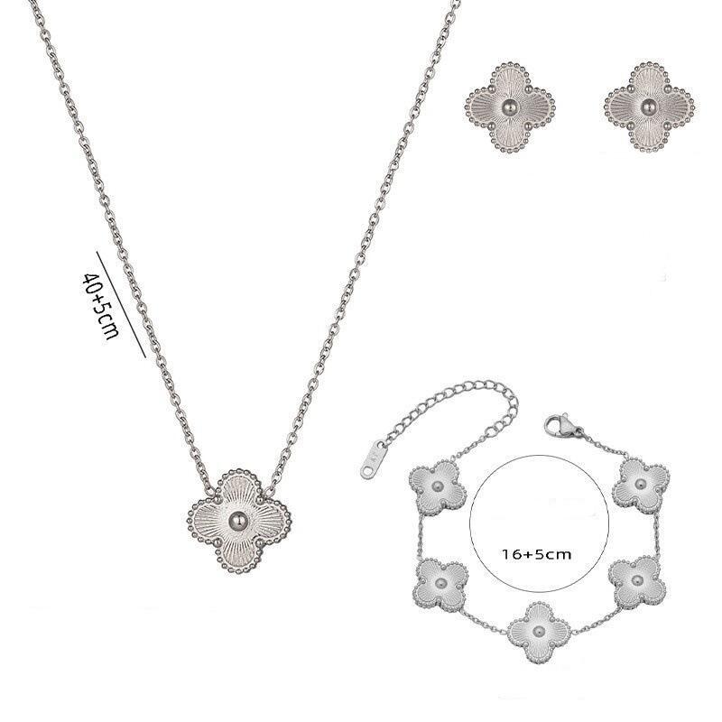 3шт. Браслет с цветком Lucky Clover Batch, лазерное покрытие, черные ювелирные изделия, модные аксессуары, ожерелье из нержавеющей стали