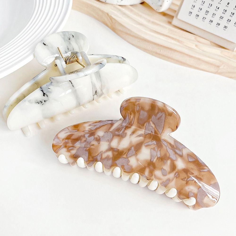 Зажим-акула, узор тушью, заколка для волос, однотонная, для хвостика, девочки