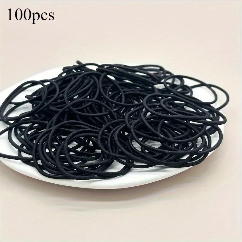 Черные эластичные резинки для волос для женщин и девочек – Однотонные резинки для хвостиков, Простые и прочные женские аксессуары для волос