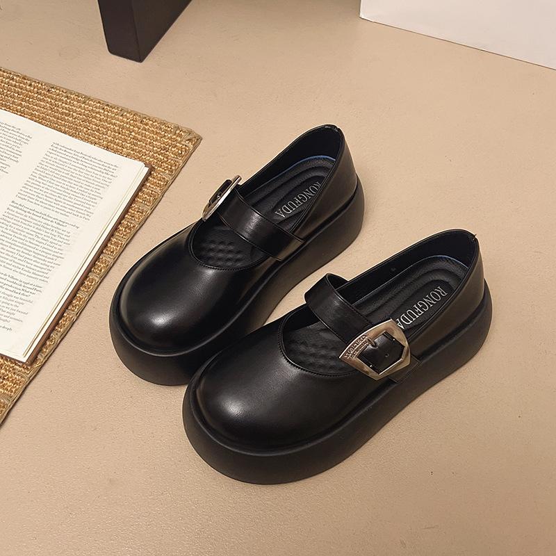 Туфли-лодочки 2025 лето новые ретро маленькие кожаные туфли женские универсальные на утолщенной подошве с неглубоким вырезом Мэри Джейн