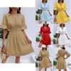 Fashion Women's Summer V Neck Casual Fashion Solid Color Pullover Dress