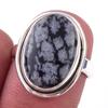 Natural Snowflake Obsidian Gemstone Handmade 925 Sterling Silver Ring S.6 J4t56