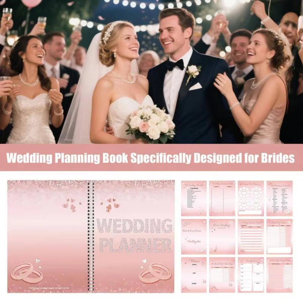 Checklist Detailed Wedding Planning Book Thick Paper Sparkling Bridal Organizer  Habit Tracker