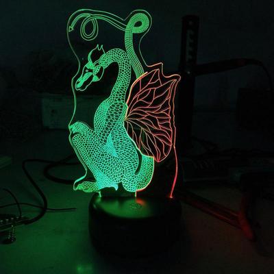 Светодиодная 3d маленькая настольная лампа с изображением дракона для гостиной, креативная семицветная настольная лампа с сенсорным телевизором, наполненная телевизором, для спальни