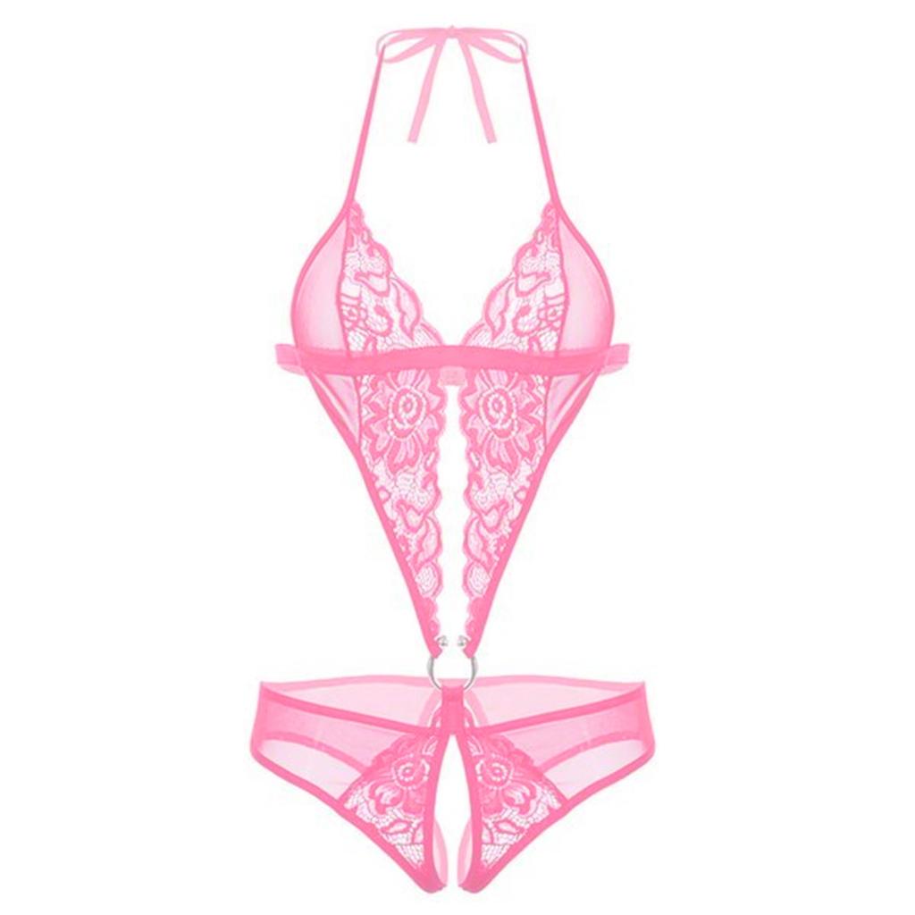 Женское сексуальное женское белье, кружевное цельное нижнее белье с глубоким V-образным вырезом и открытой спиной на шнуровке