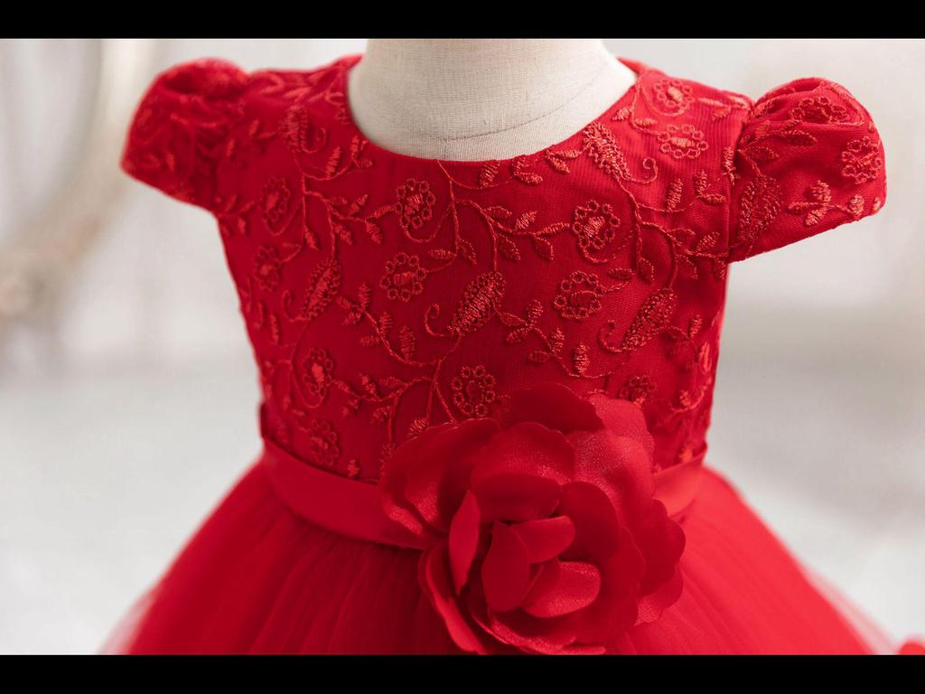 Новое детское кружевное платье принцессы Cross-Border: Праздничная пышная юбка и костюм для выступления для годовалых детей