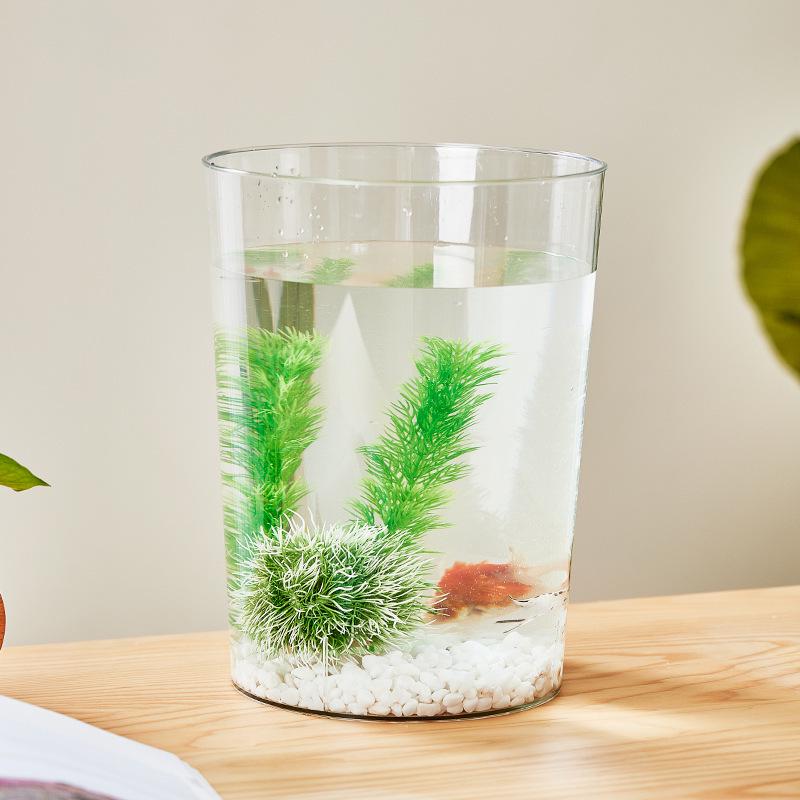 Elegant Transparent Fish Tank with Base Cabinet - Creative Living Room Aquarium Ornament and Artificial Pond Landscaping