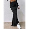 Women's New Solid Color Sexy Slim Fit Skirt Knitted Solid Color Fishtail Skirt Long Skirt
