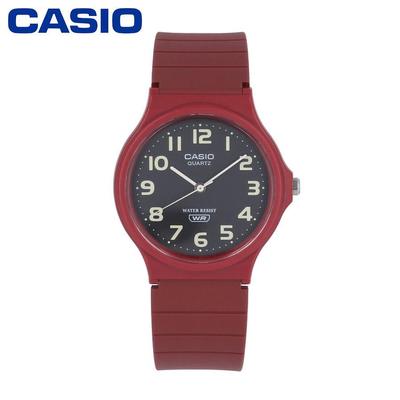 CASIO Кварцевые MQ-24UC-4B Тонкие легкие аналоговые земляного цвета Черные красные наручные часы для мужчин / MQ-24UC MQ-24