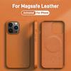 Роскошный кожаный чехол Magsafe Magnetic Case для iPhone 15 14 13 Pro Max Plus Mini Wireless Charging Cases с анимационными аксессуарами