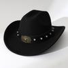 Adult Western Cowboy Hat with Pentagram, Vintage Jazz Fedora, Felt Hat with Gems