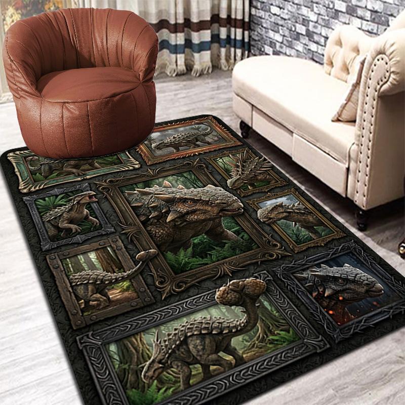 Prehistoric Dinosaurs Pattern Rug Floor Mat for Living Room or Bedroom Soft and Comfortable Carpet a Gift for Birthday and Holiday.