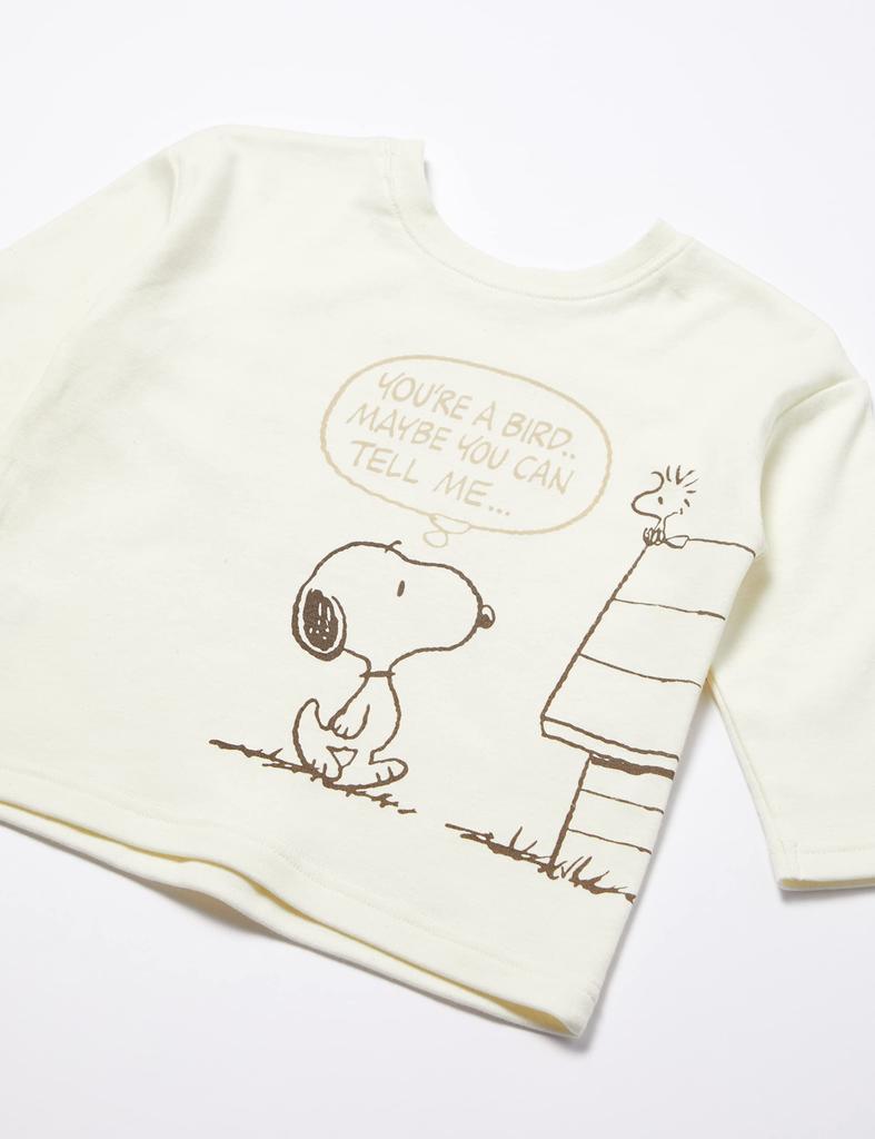 Pajama Set Snoopy Long Sleeve Pajama Set Can Be Worn Front and Back Fleece Lining Kids Boys Girls Off White 80 [Peanuts]