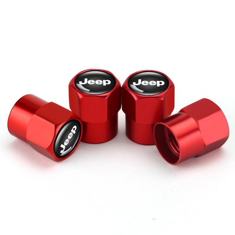 4pcs Metal Car Wheel Tire Valve Air Stem Cap Cover For Jeep Wrangler Grand Cherokee Compass Renegade Liberty Gladiator Patriot AKS1