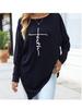 Women's Oversize Long-Sleeve Spring/Fall Asymmetrical Hem T-Shirt
