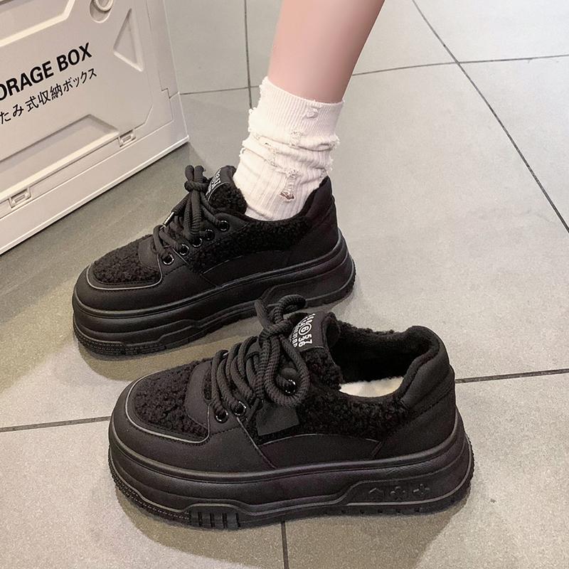 2024 Новый стиль Плюс Бархатные теплые модные и универсальные низкие кроссовки для женщин Простая удобная и повседневная женская обувь