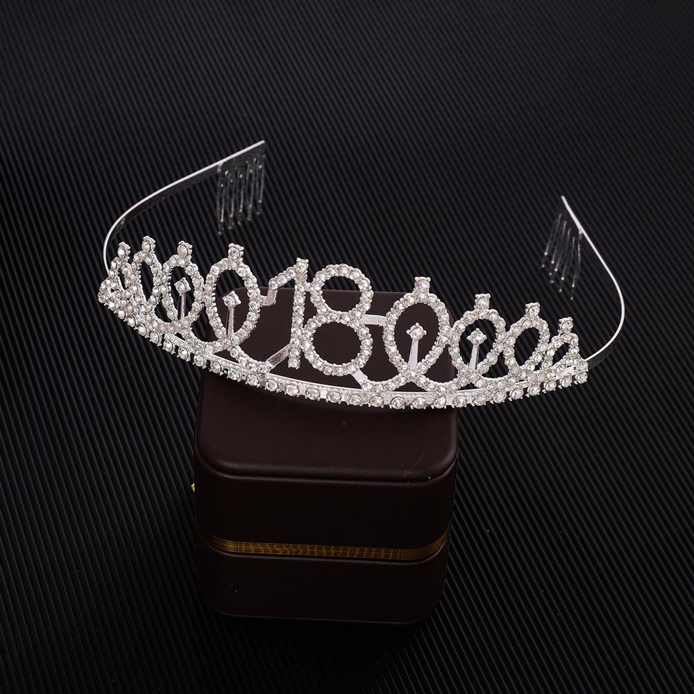 Корона с цифрой на первый день рождения, повязка на голову с водными бриллиантами, аксессуар для волос-шар, противоскользящая, украшение для торта, сплавная повязка для волос