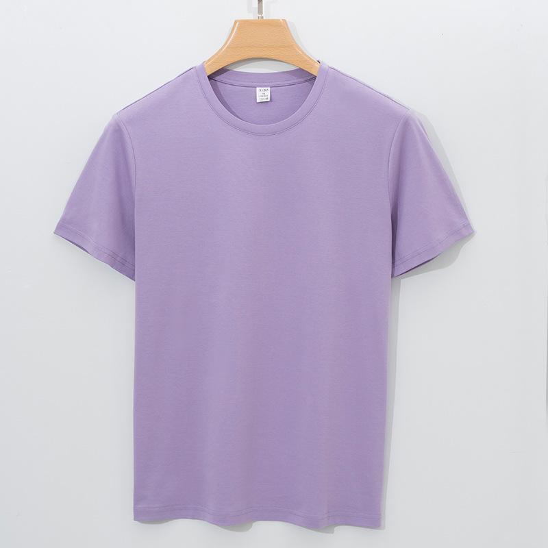 Mercerized Cotton T-shirt Men's Short-sleeved Round Neck Solid Color Pure Cotton Velvet Cotton Men's T-shirt