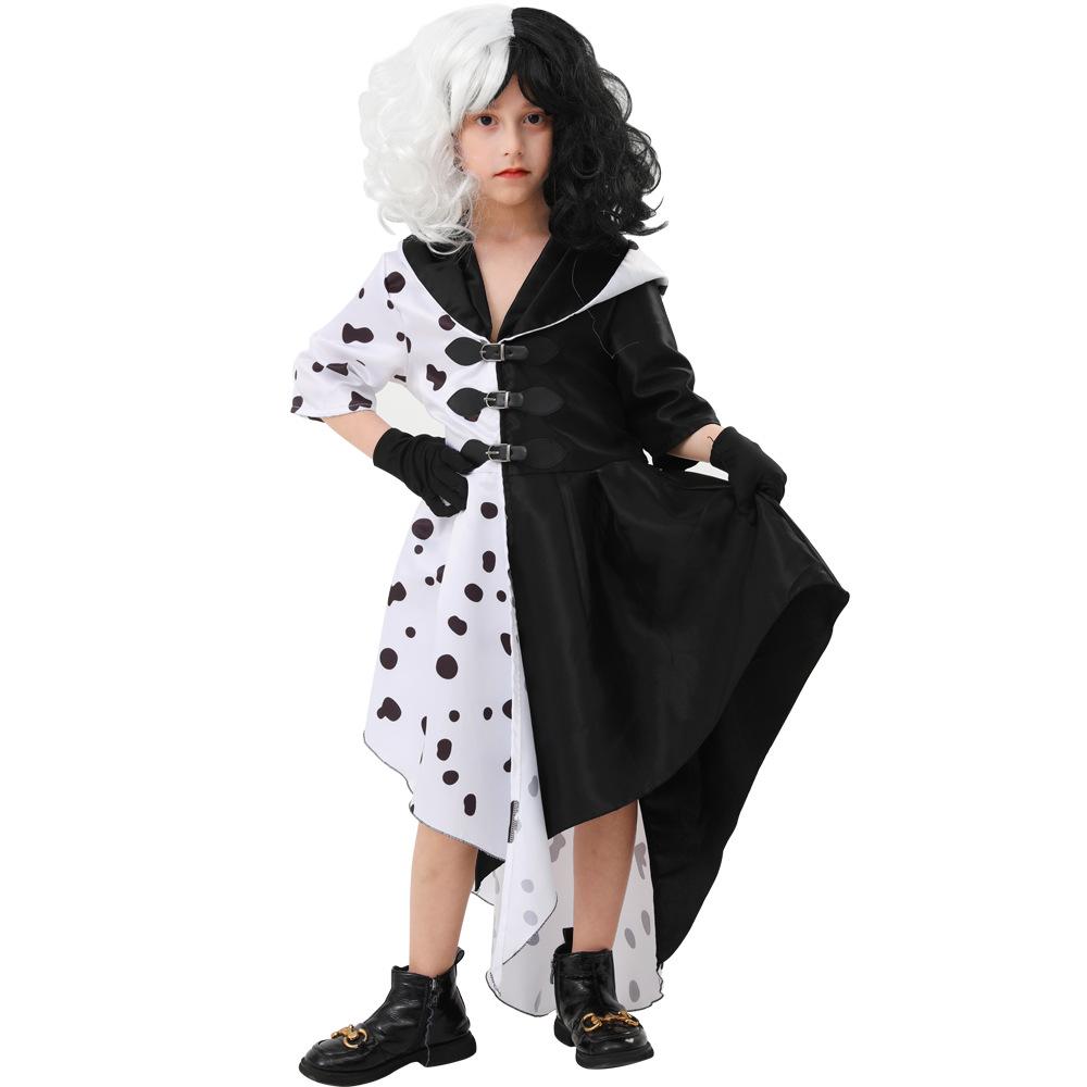 101 Dalmatians Cruella De Vil Costume with Spotted Dog Print