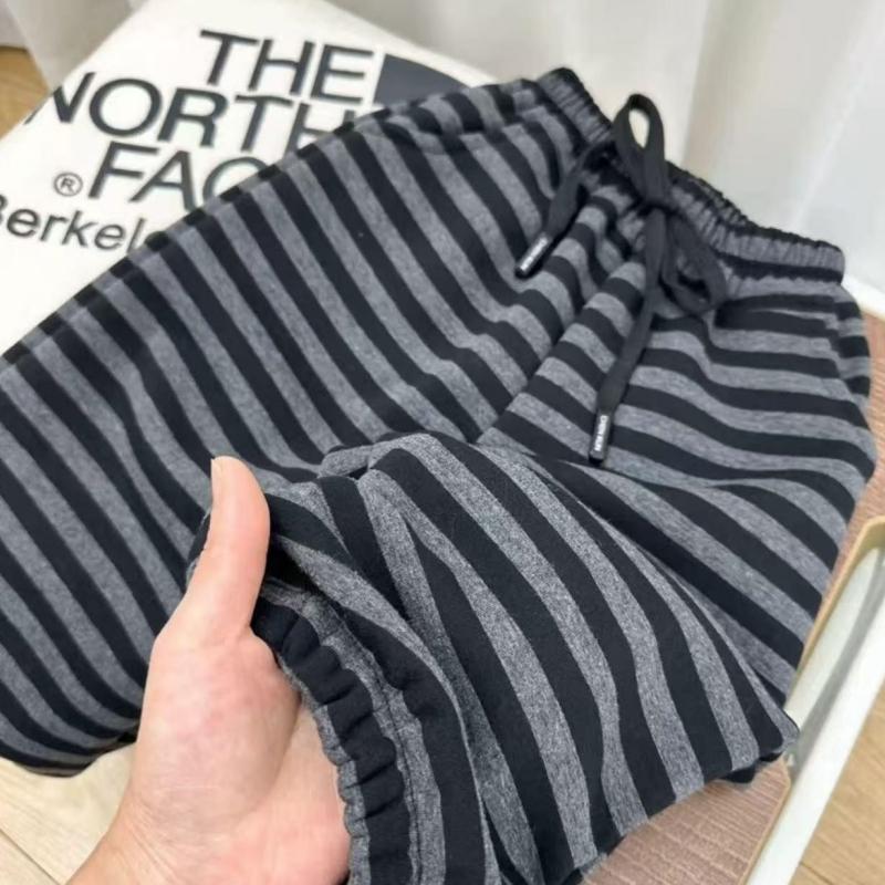 Stripe Pants For Boys And Girls One-piece Velvet Spring Autumn Winter New Childrens Korean Style Thick Warm Casual Sweatpants