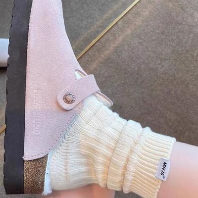 Тапочки хлопковые женские на толстой подошве домашние туфли женские осень и зима 2025 новые плюшевые плюшевые для улицы сумка голова высота увеличена наполовину