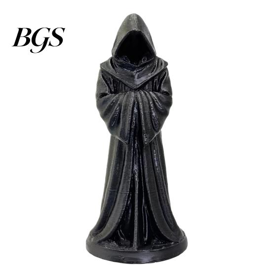 Dust-proof Resin Figure 3D Printed Hooded Robe Ornament, Matte Black Faceless Monk Figurine, Vintage Sculpture Gothic Style Sculpture, for Halloween