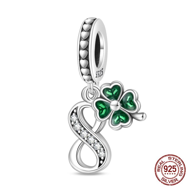 Оригинальные Шармы Медь Счастливый Четырехлистный Клевер Шармы-Цифры Бусины Подходят для Оригинального Браслета 3 мм Женские DIY Ювелирные Изделия Подарок