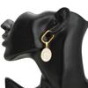 1 Pair Stainless Steel Round Oval Embossing Ear Rings Korean Earrings Hoops Earring for Women Female Girls Metal Luxury Jewelry