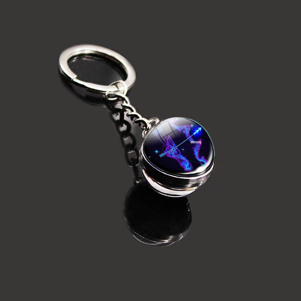 Spherical Luminous Crystal Zodiac Keychain - Virgo & Leo