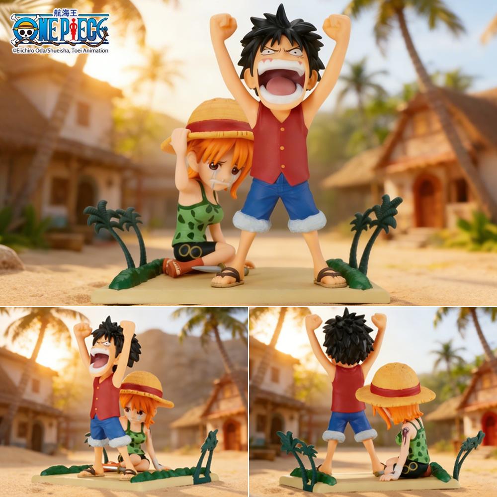 1 шт. Официальная фигурка One Piece Луффи и Нами, Классическая культовая сцена, Декоративная коллекционная фигурка, Идеальный подарок на праздники.