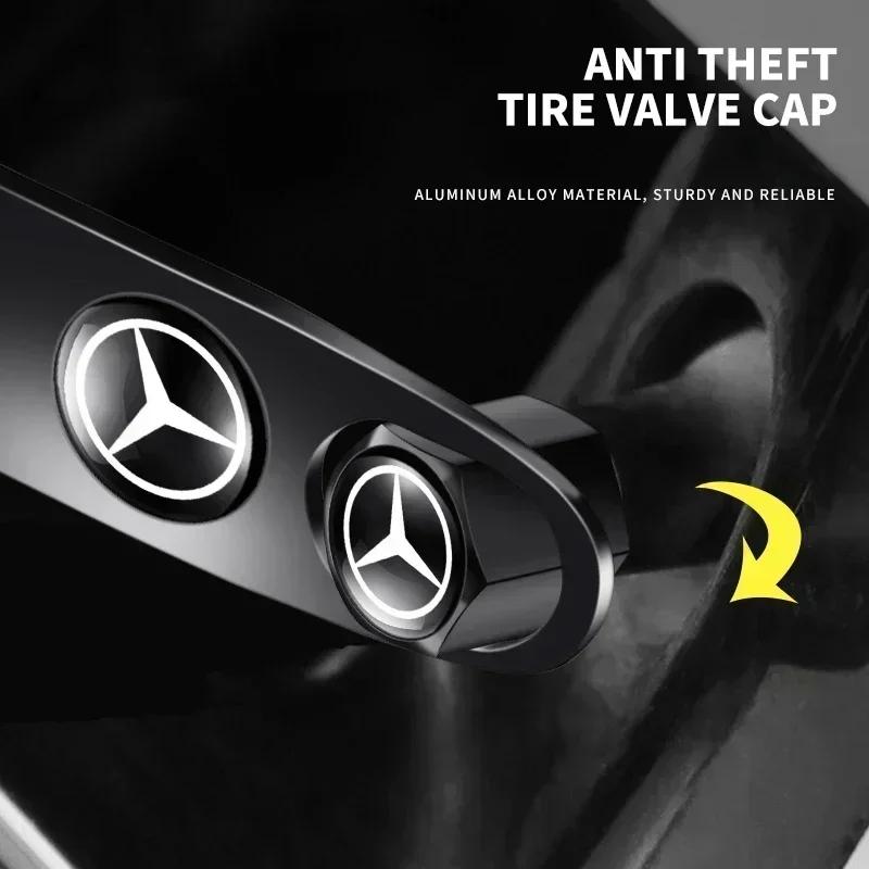 BVT1 GLA W212 2025 Car For Mercedes benz AMG Car Wheel Tire Air Valve Caps with Keychain For Mercedes Benz C180 C200 C260 C300 W108 W
