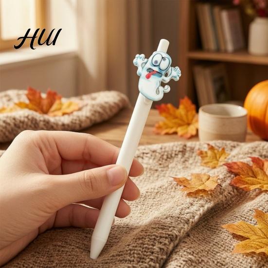 Retro Color Matte Gel Pens Halloween Ballpoint Pen, Cute Ghost Skull Pumpkin Retractable Ink Comfortable Non-slip Grip 0.5mm Fine Point Writing