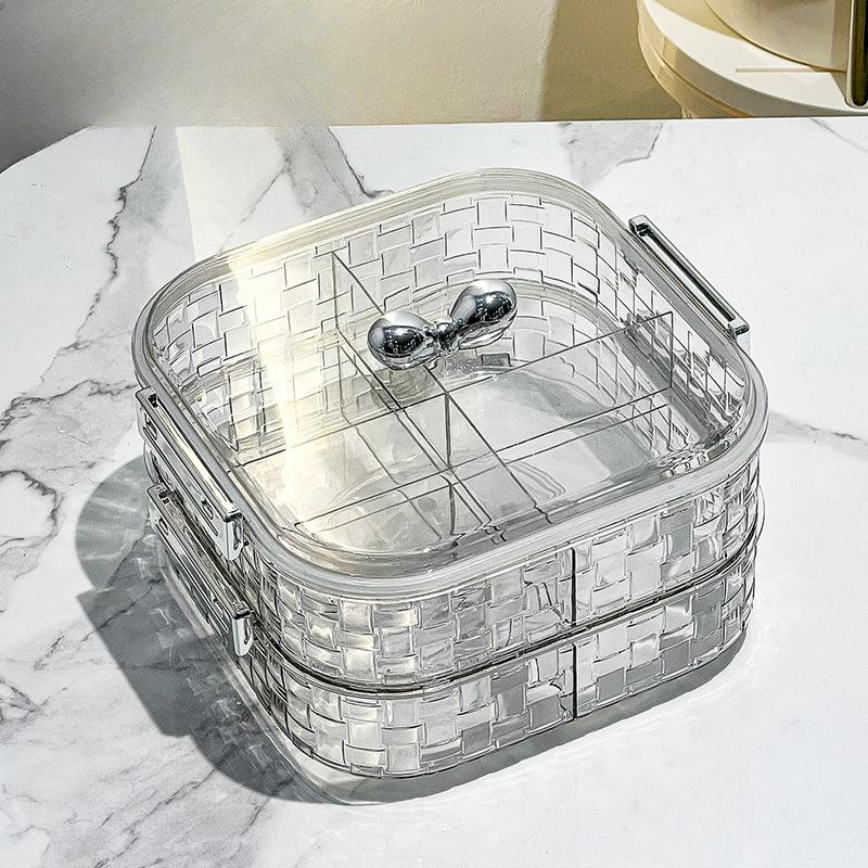 Light Luxury Rotary Sealed Fruit Tray Home Living Room Chinese New Year Dried Fruit Storage Box Candy Tray High-end Snack Placing Tray