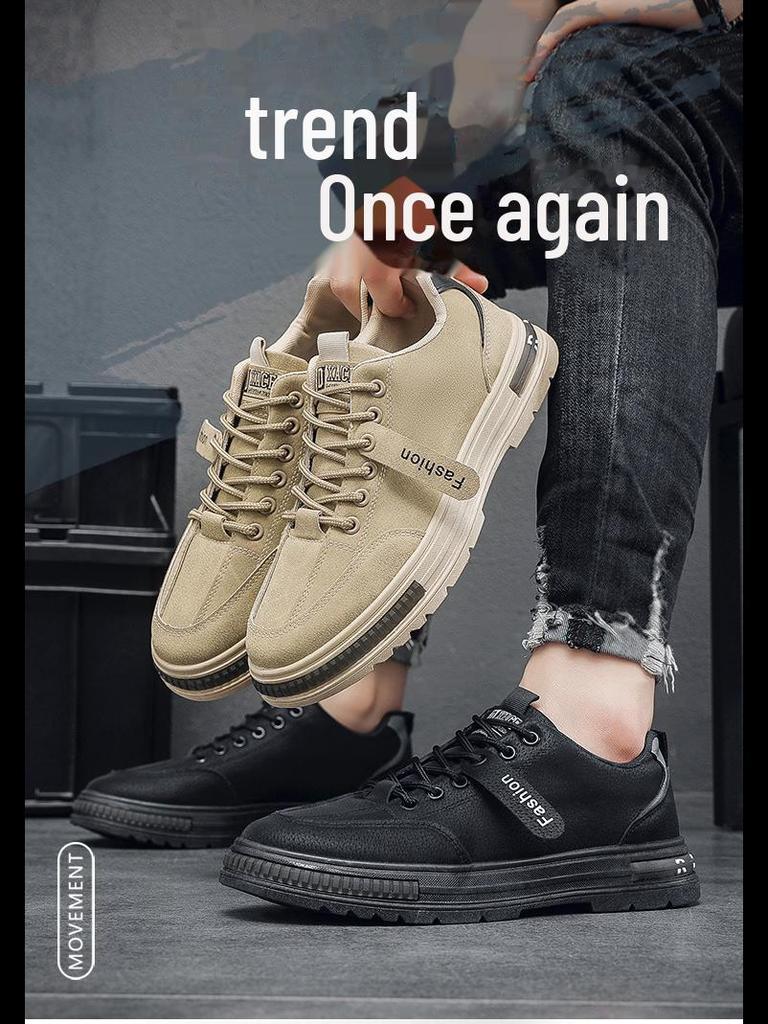 Мужские кроссовки весна-лето 2024 из дышащей ткани для работы — модные, универсальные, повседневные туфли для пап на толстой подошве